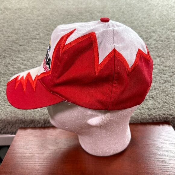 VINTAGE Daytona Speedway Hat Mens White Red Shark Tooth Strapback NASCAR 90s * - Picture 4 of 10